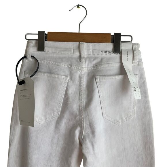 Current / Elliott The High Waist Stiletto White Distressed Jeans Size 24 - Picture 3 of 7